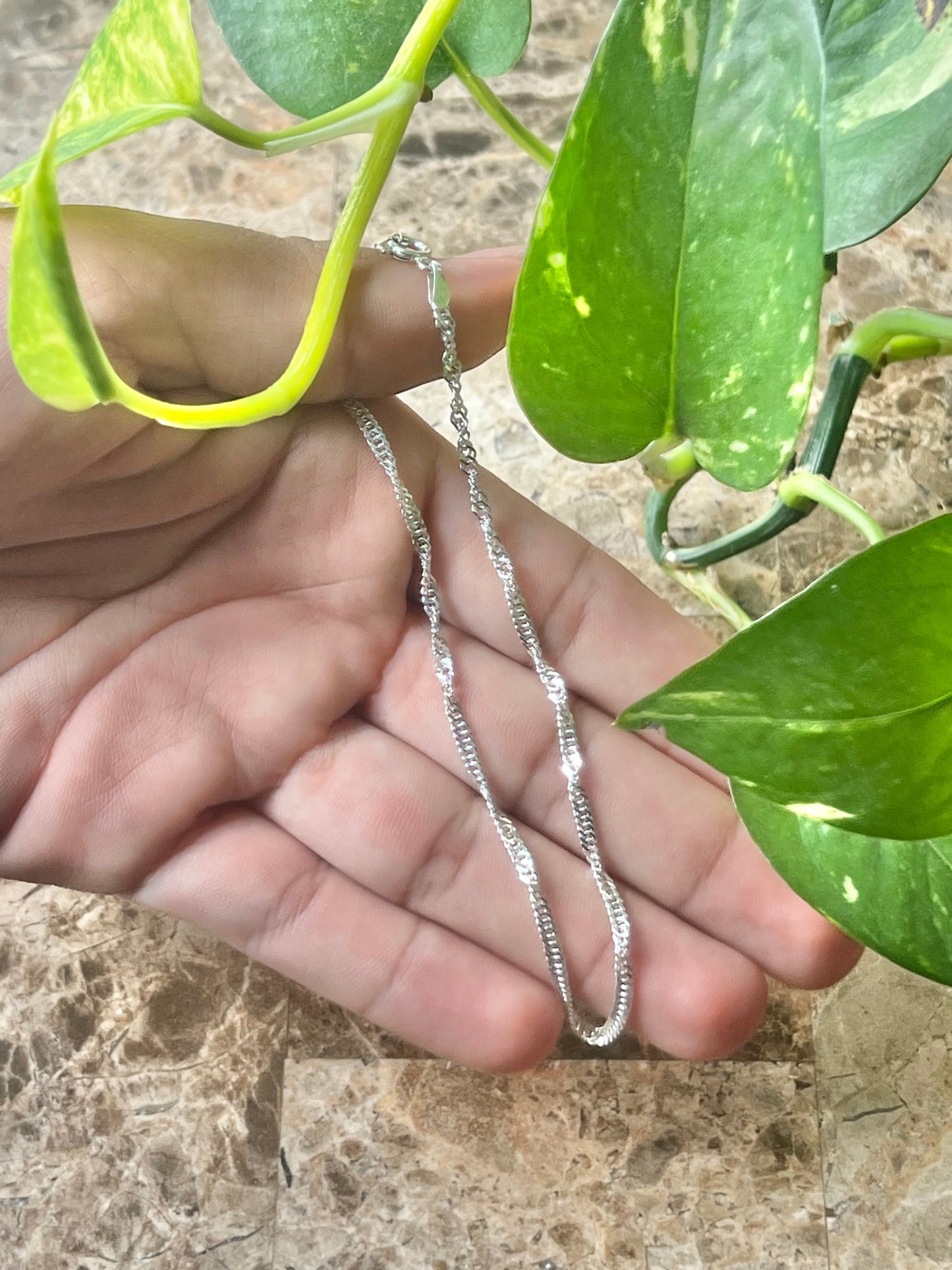 .925 Sterling Silver Singapore-link Anklets Ankle Bracelet