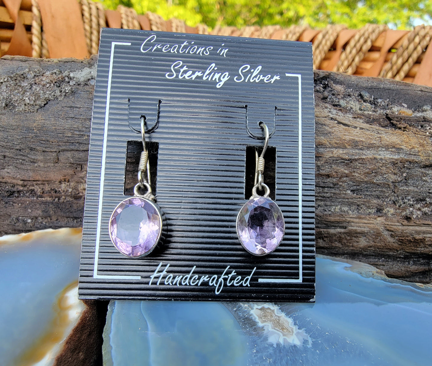 Faceted Amethyst Drop Earrings Sterling Silver
