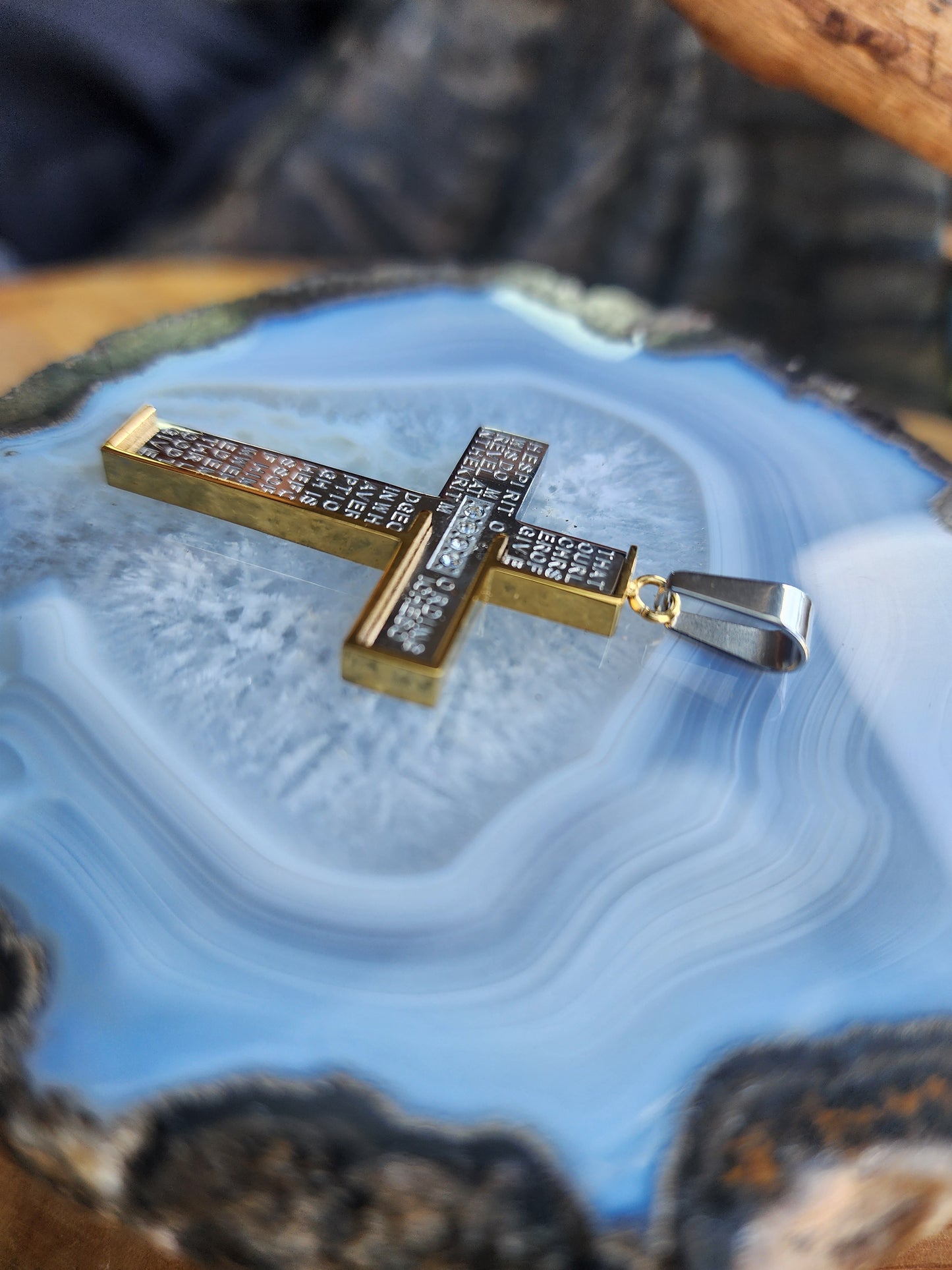 Two-Tone Cross Stainless Steel Pendant