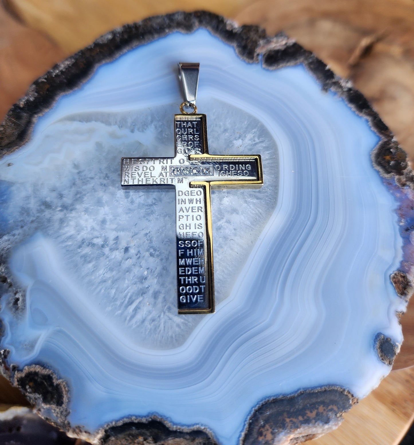 Two-Tone Cross Stainless Steel Pendant