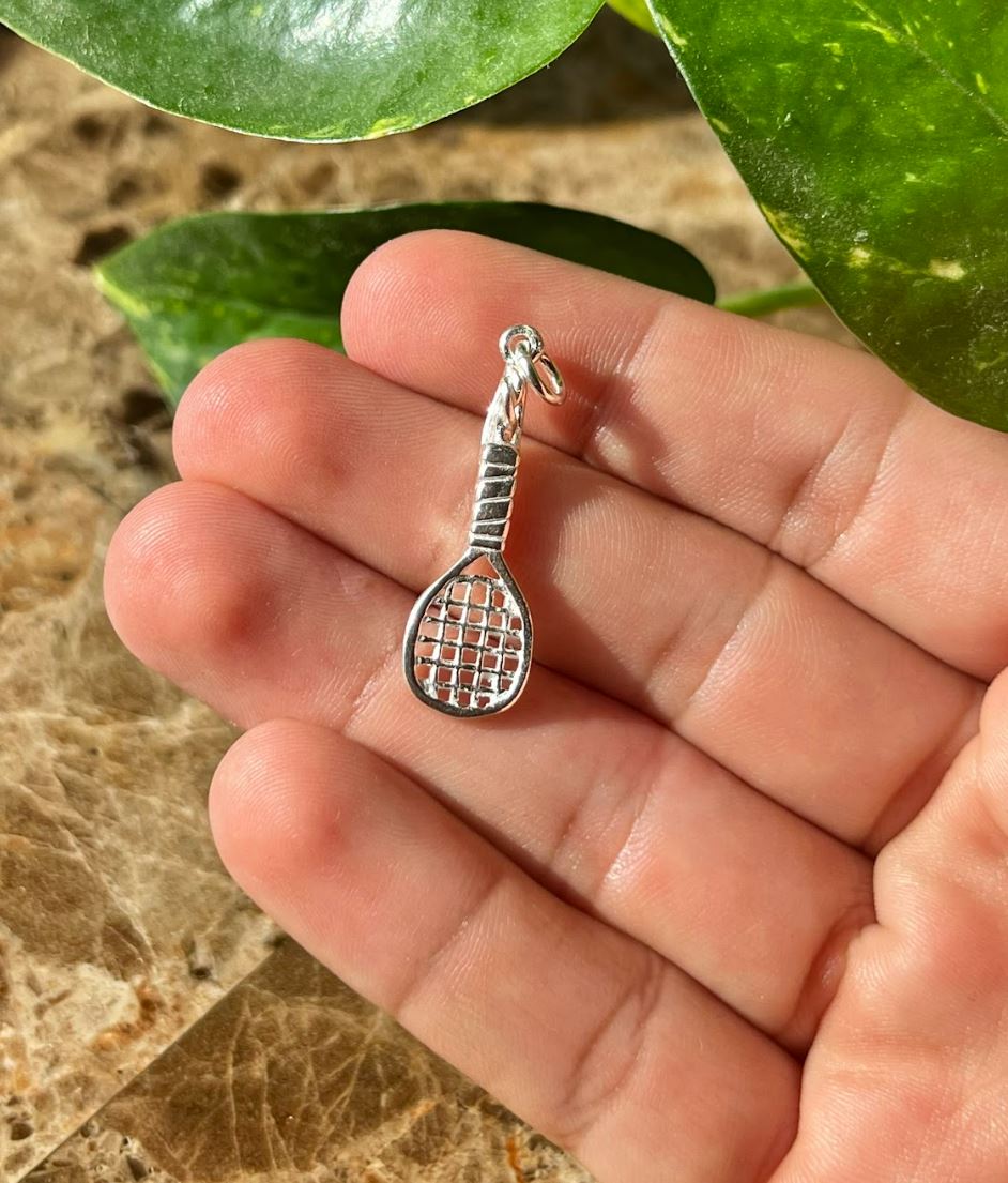 .925 Sterling Silver Tennis Racket Pendant
