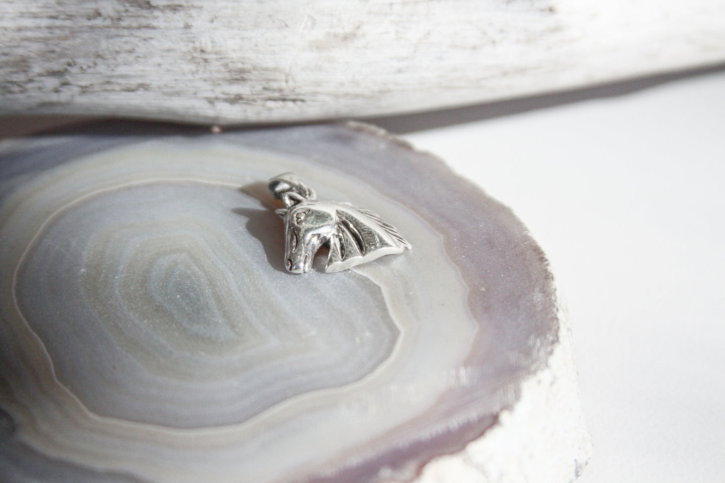 .925 Sterling Silver Horse Head Pendant