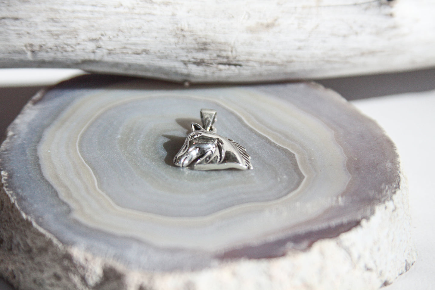 .925 Sterling Silver Horse Head Pendant