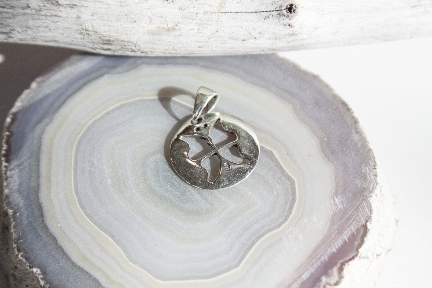 .925 Sterling Silver Butterfly Open-Design Pendant