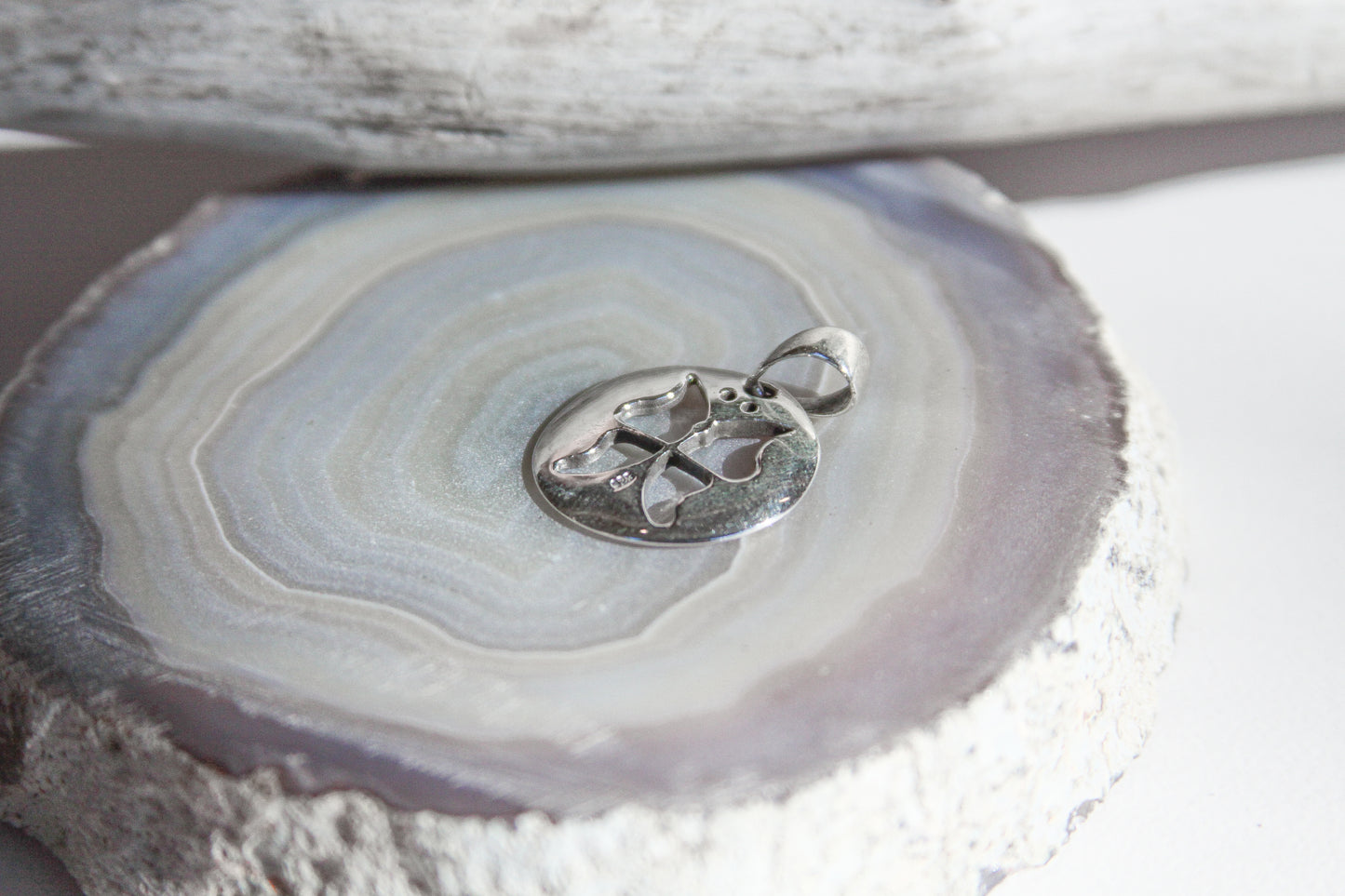 .925 Sterling Silver Butterfly Open-Design Pendant