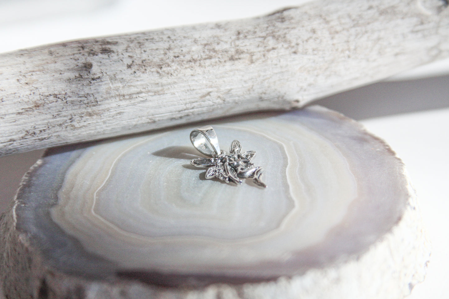 .925 Sterling Silver Fairy Pendant