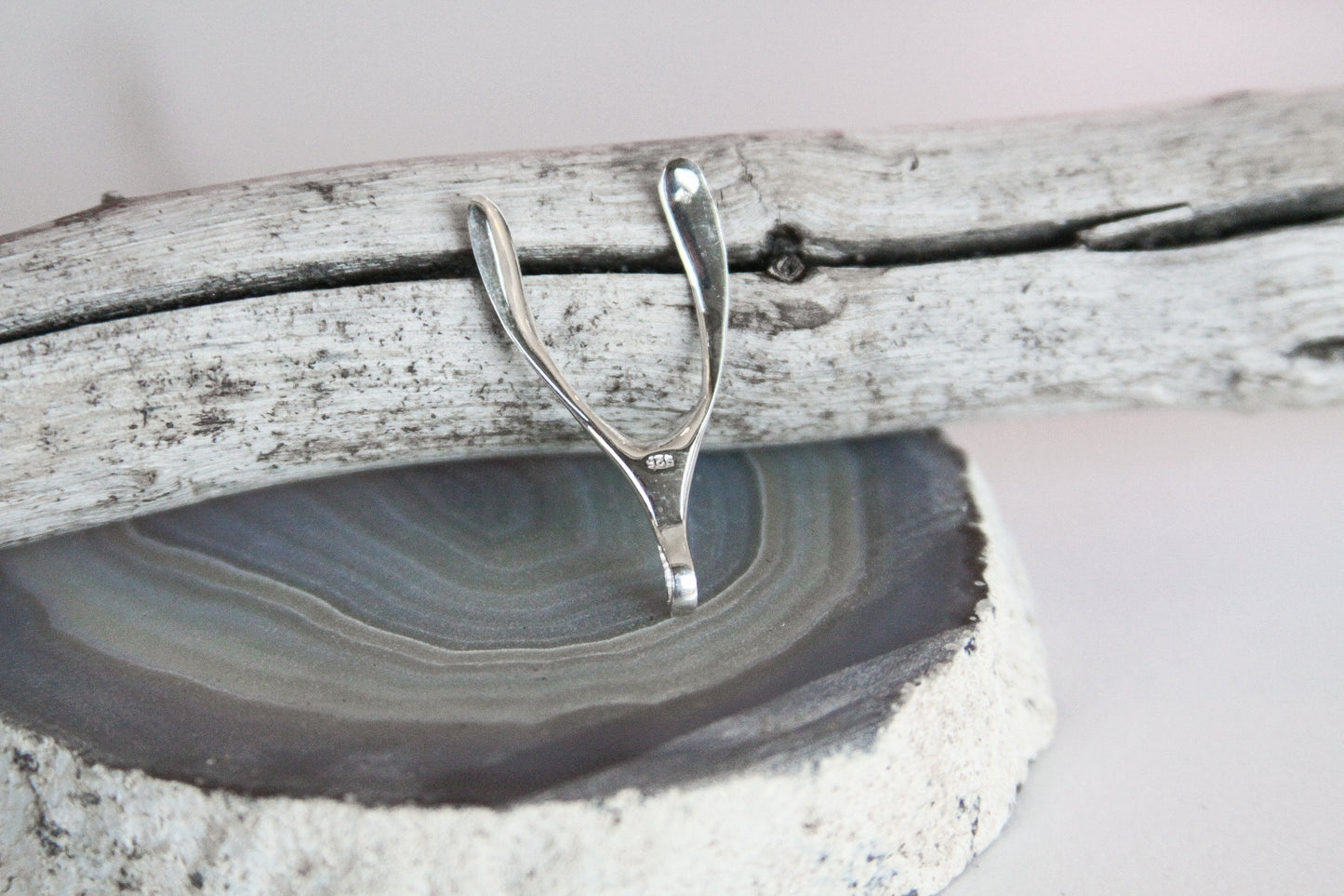.925 Sterling Silver Wishbone Pendant