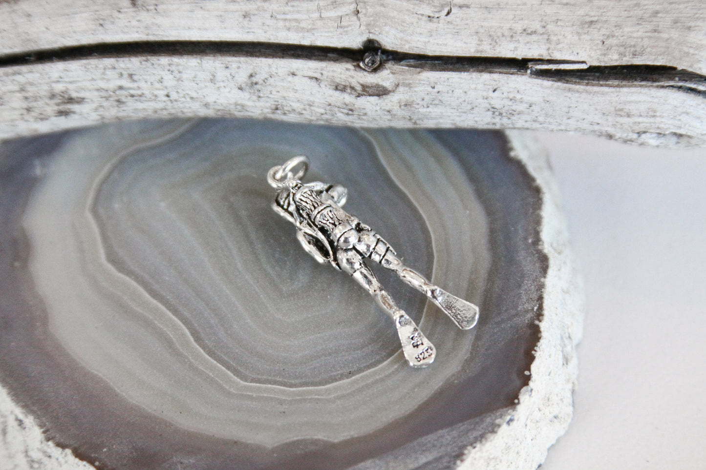 .925 Sterling Silver Scuba Diver Nautical Pendant