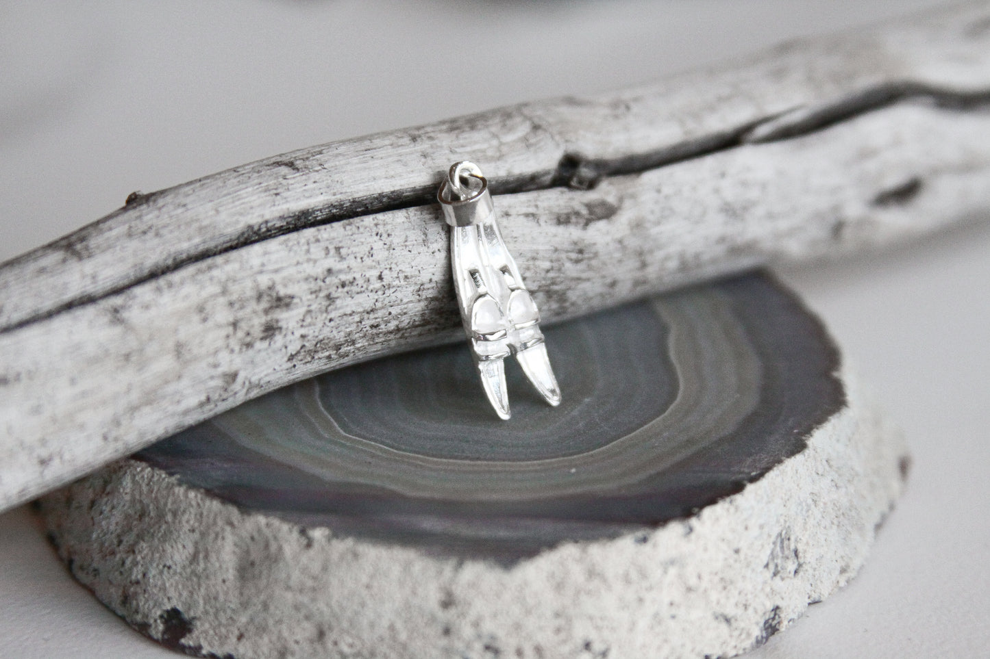 .925 Sterling Silver Scuba Fins Nautical Pendant