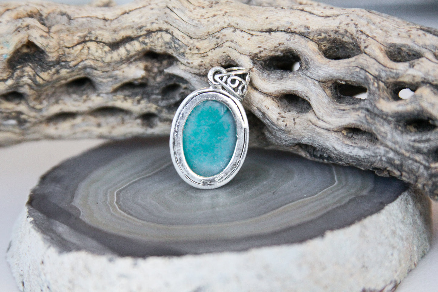 Oval Drusy Quartz Pendant Sterling Silver