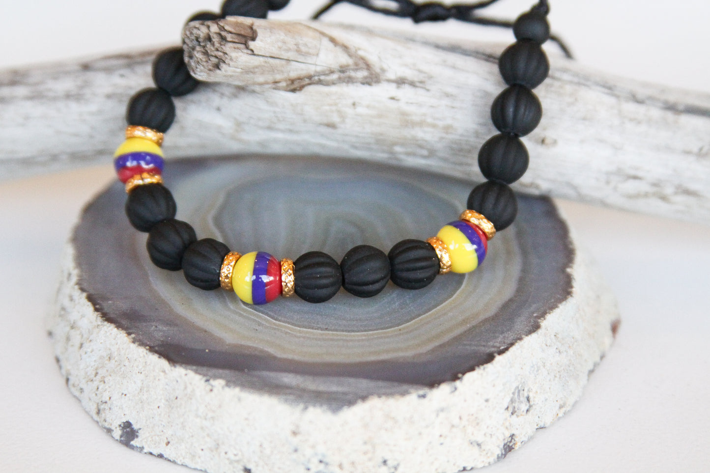 Tricolor Adjustable Bead Bracelet