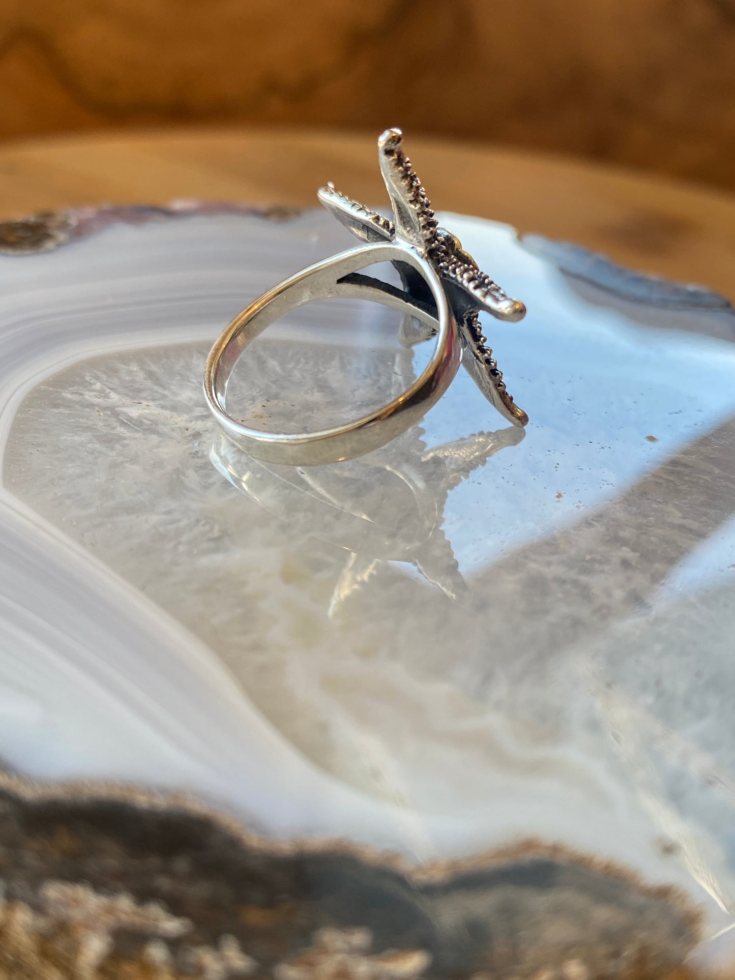 .925 Sterling Silver Starfish Size 6 Ring