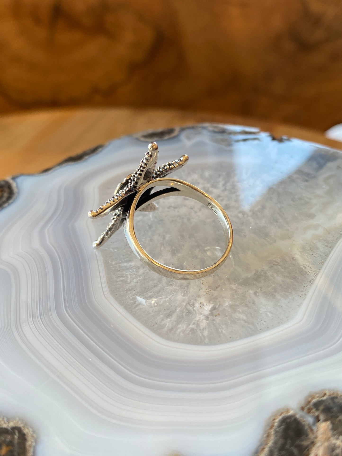 .925 Sterling Silver Starfish Size 6 Ring