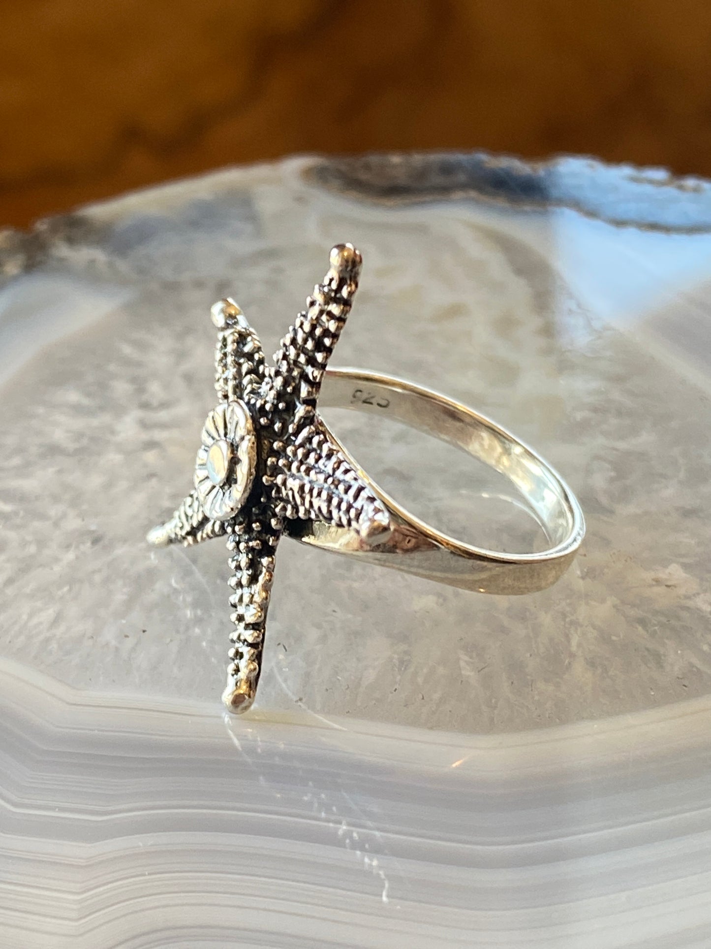 .925 Sterling Silver Starfish Size 6 Ring