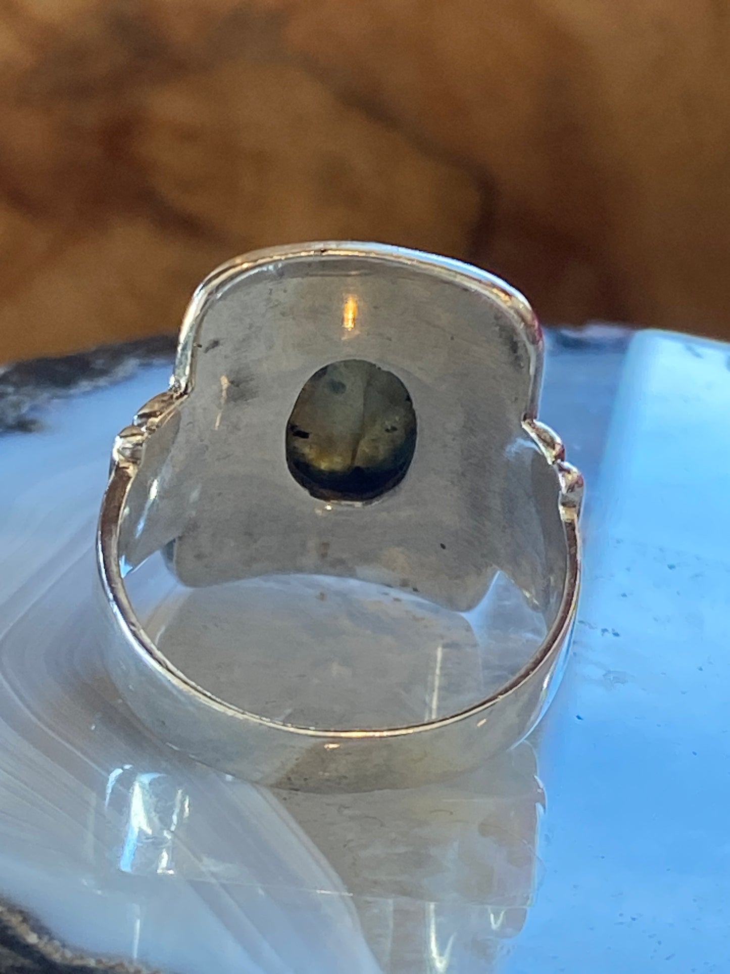 Labradorite Gemstone Ring Size 9 Sterling Silver