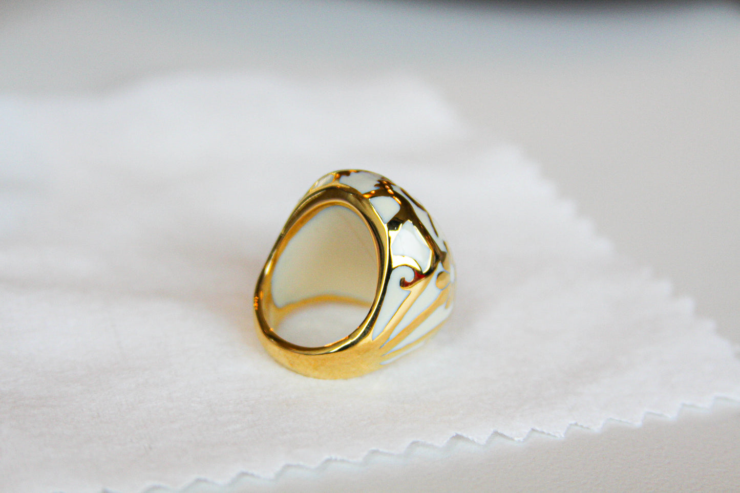 Victorian Style Floral Enamel Stainless Steel Ring
