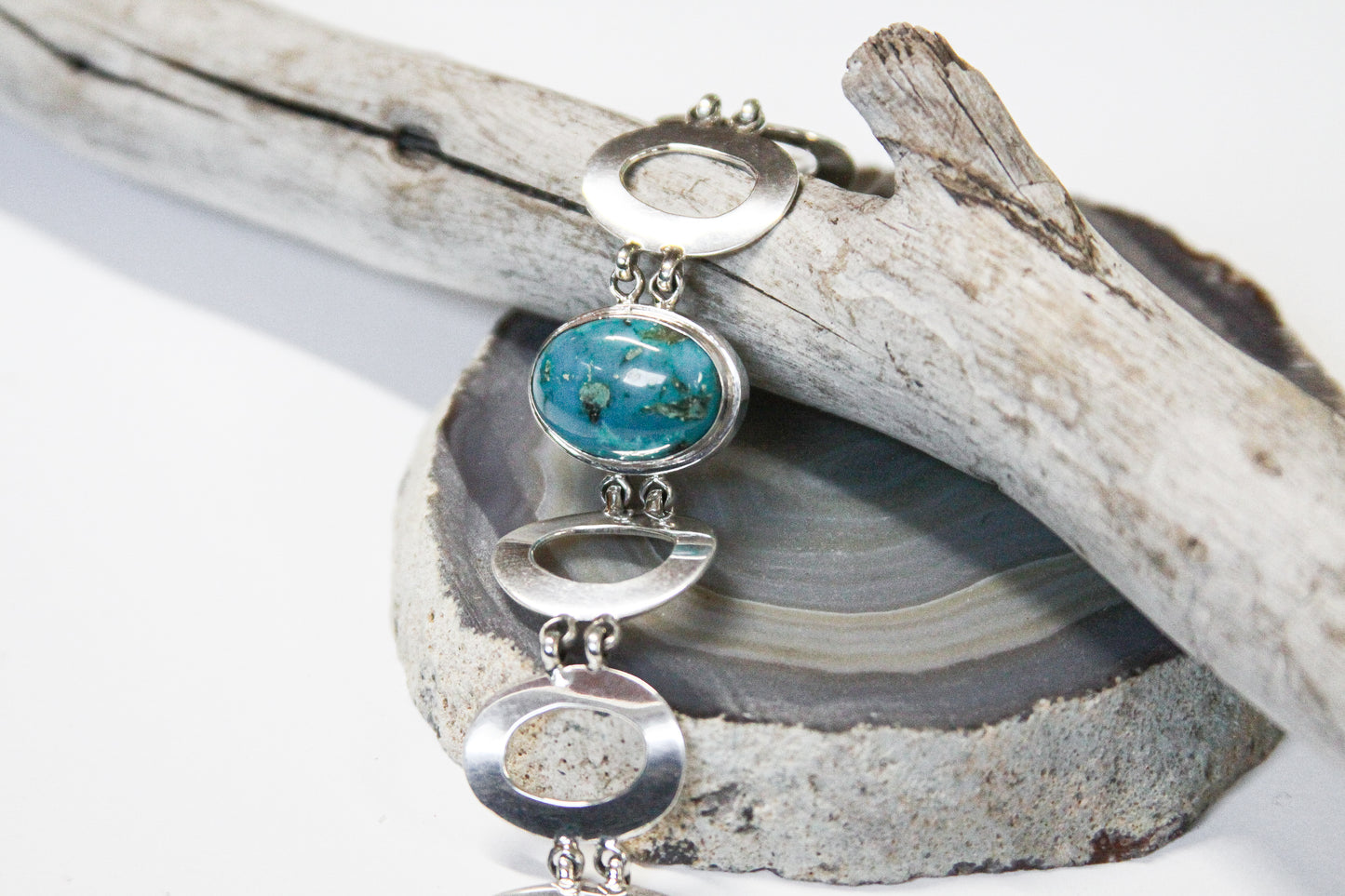 Turquoise Toggle Bracelet .925 Sterling Silver