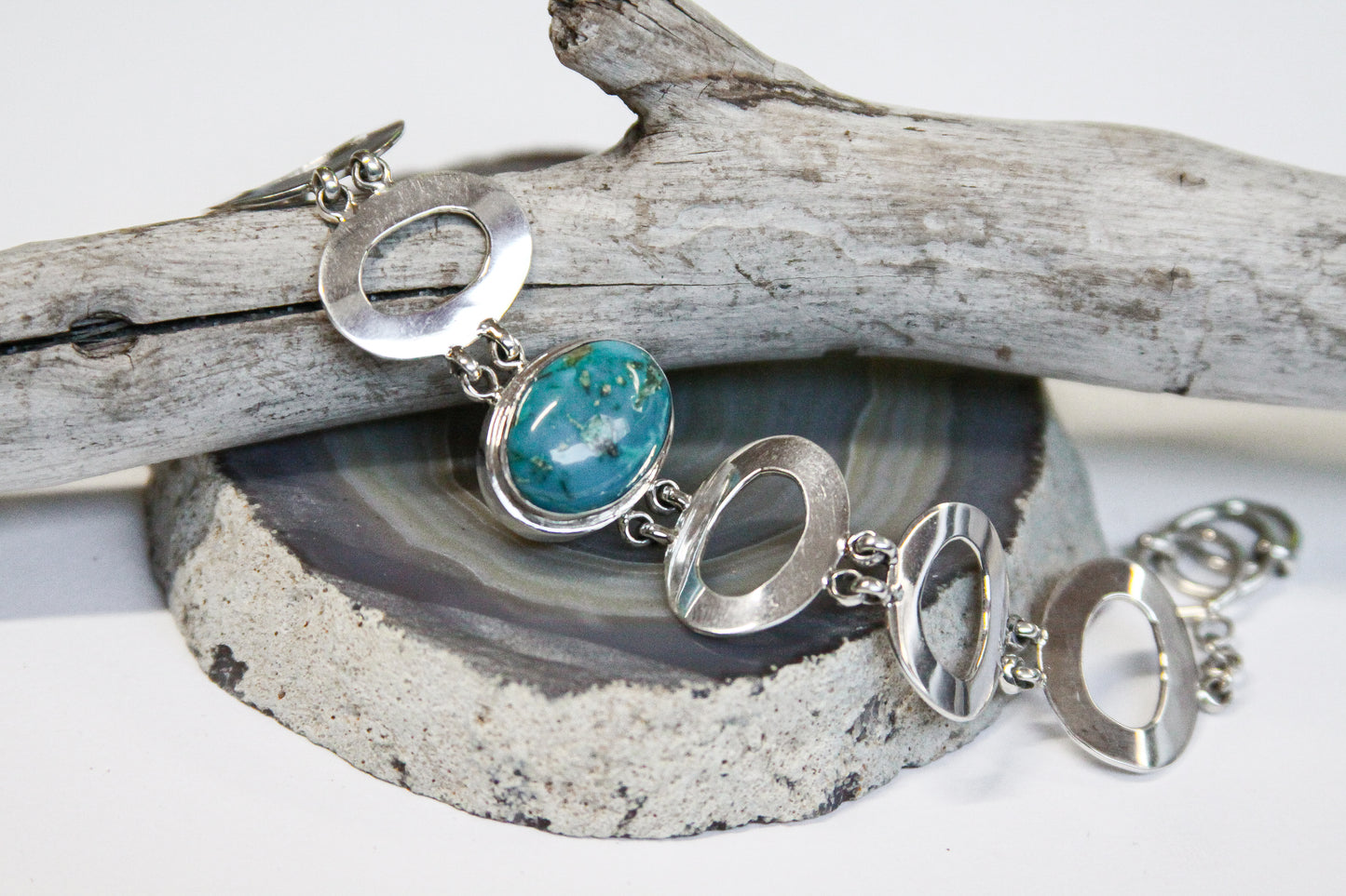 Turquoise Toggle Bracelet .925 Sterling Silver