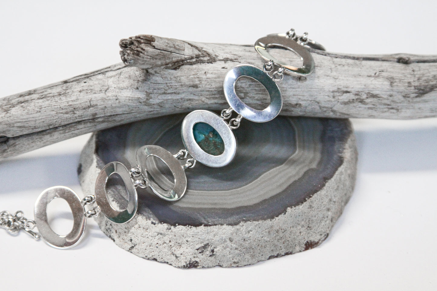 Turquoise Toggle Bracelet .925 Sterling Silver