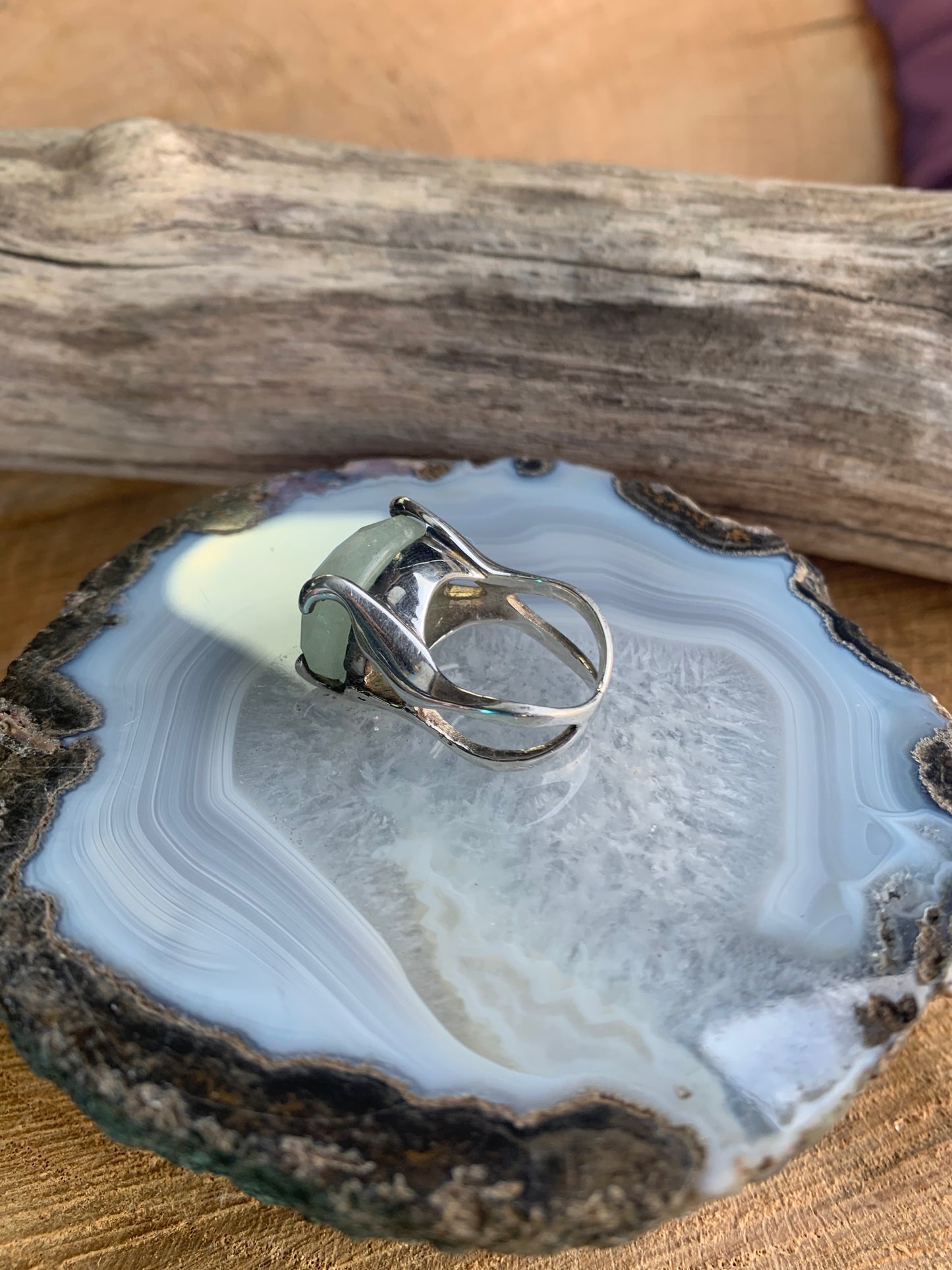 Chalcedony Faceted Gemstone Size 7 Ring Sterling Silver