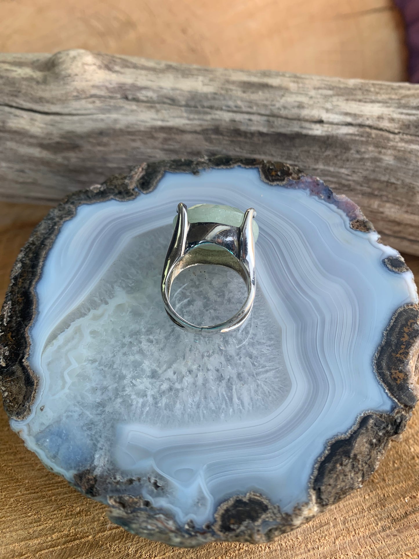 Chalcedony Faceted Gemstone Size 7 Ring Sterling Silver