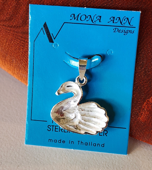 .925 Sterling Silver Swan Pendant