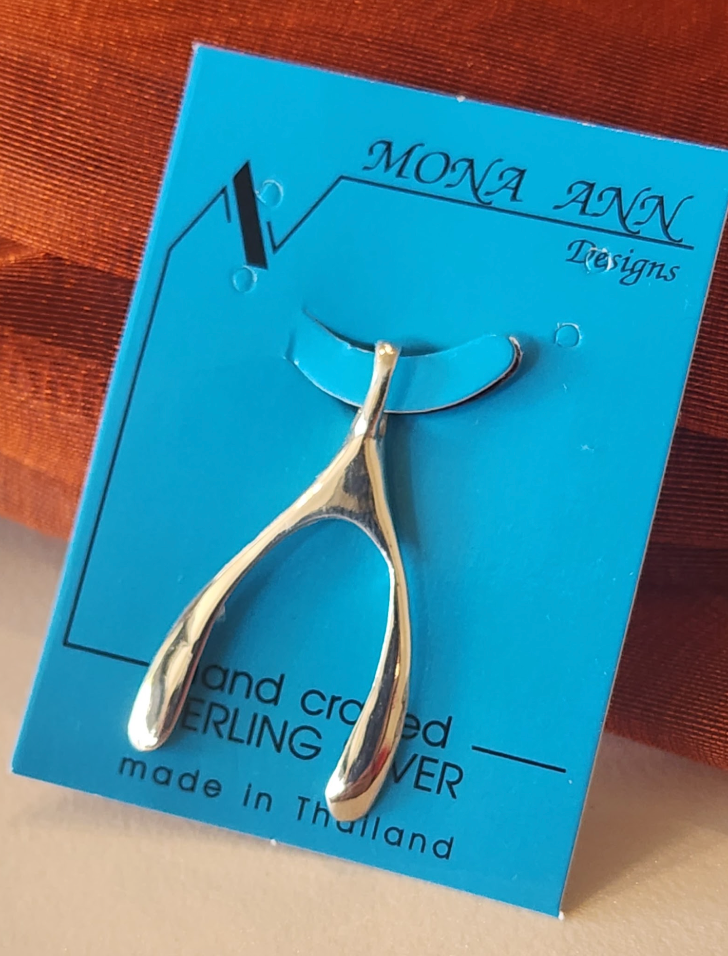 .925 Sterling Silver Wishbone Pendant