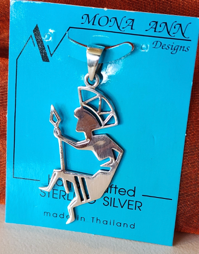 .925 Sterling Silver Kokopelli with Spear Pendant