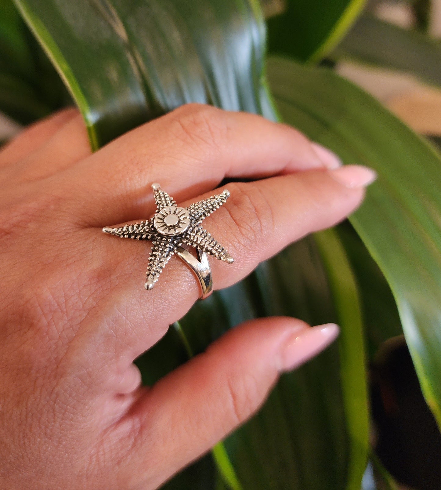.925 Sterling Silver Starfish Size 6 Ring