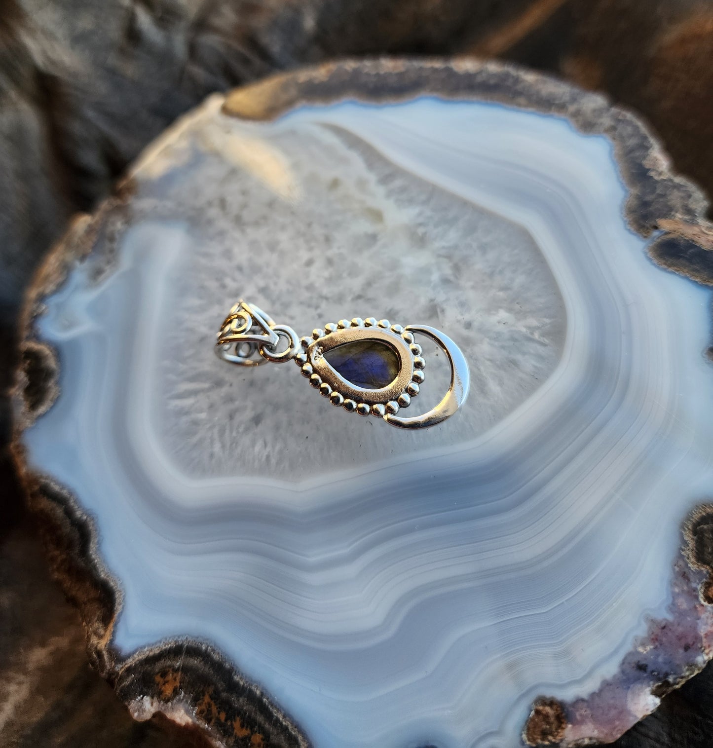 Teardrop Shaped Gemstone Pendant .925 Sterling Silver