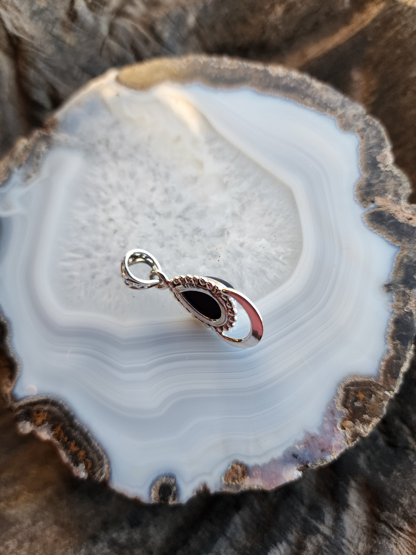 Teardrop Shaped Gemstone Pendant .925 Sterling Silver