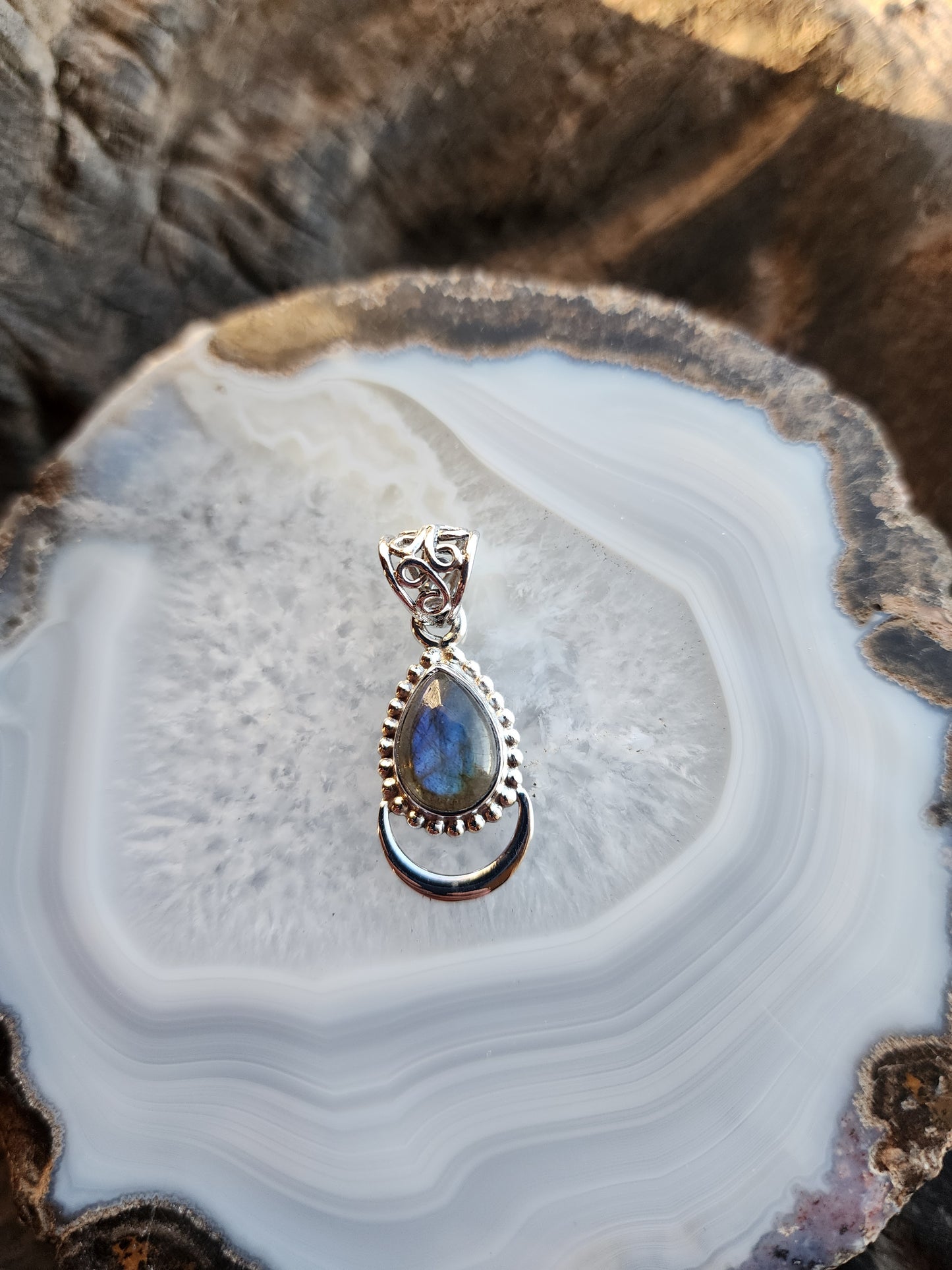 Teardrop Shaped Gemstone Pendant .925 Sterling Silver