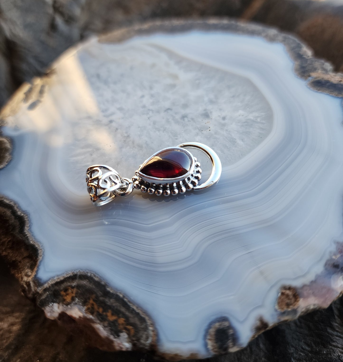 Teardrop Shaped Gemstone Pendant .925 Sterling Silver