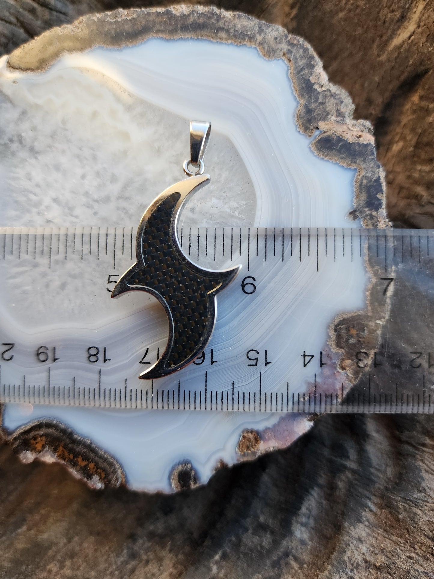 Lunar Two Crescent Moons Men's Stainless Steel Pendant