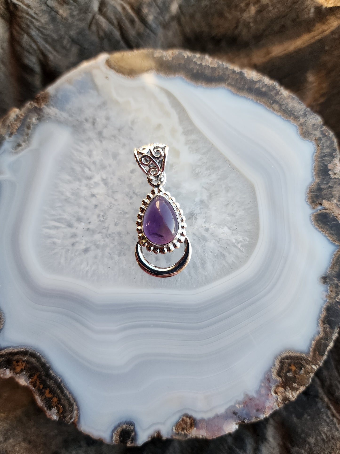 Teardrop Shaped Gemstone Pendant .925 Sterling Silver