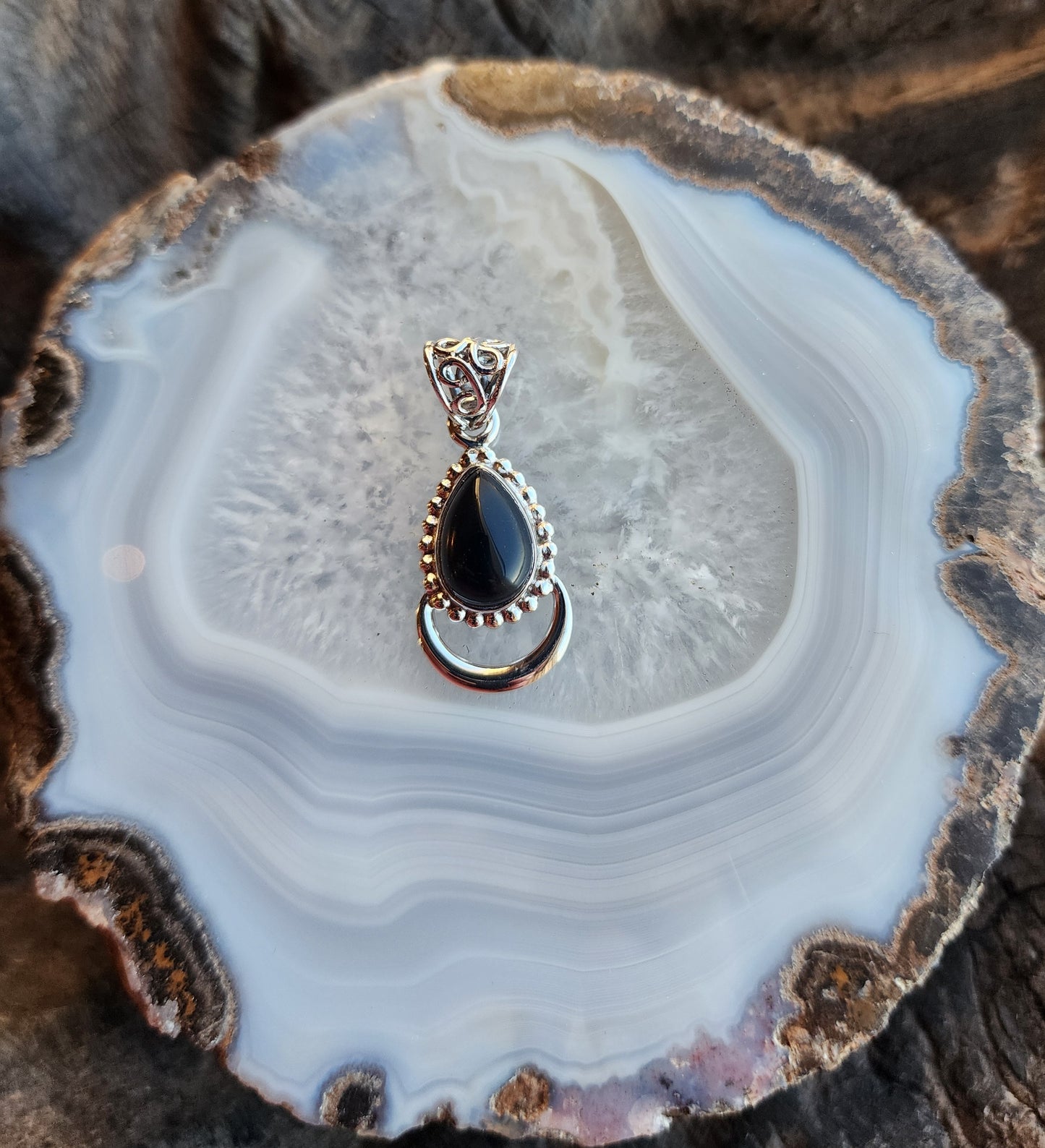 Teardrop Shaped Gemstone Pendant .925 Sterling Silver