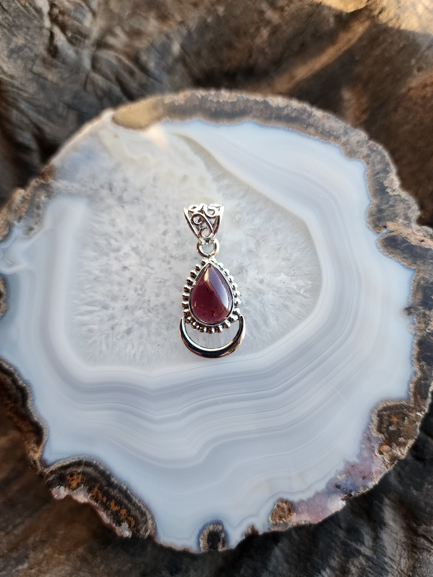 Teardrop Shaped Gemstone Pendant .925 Sterling Silver