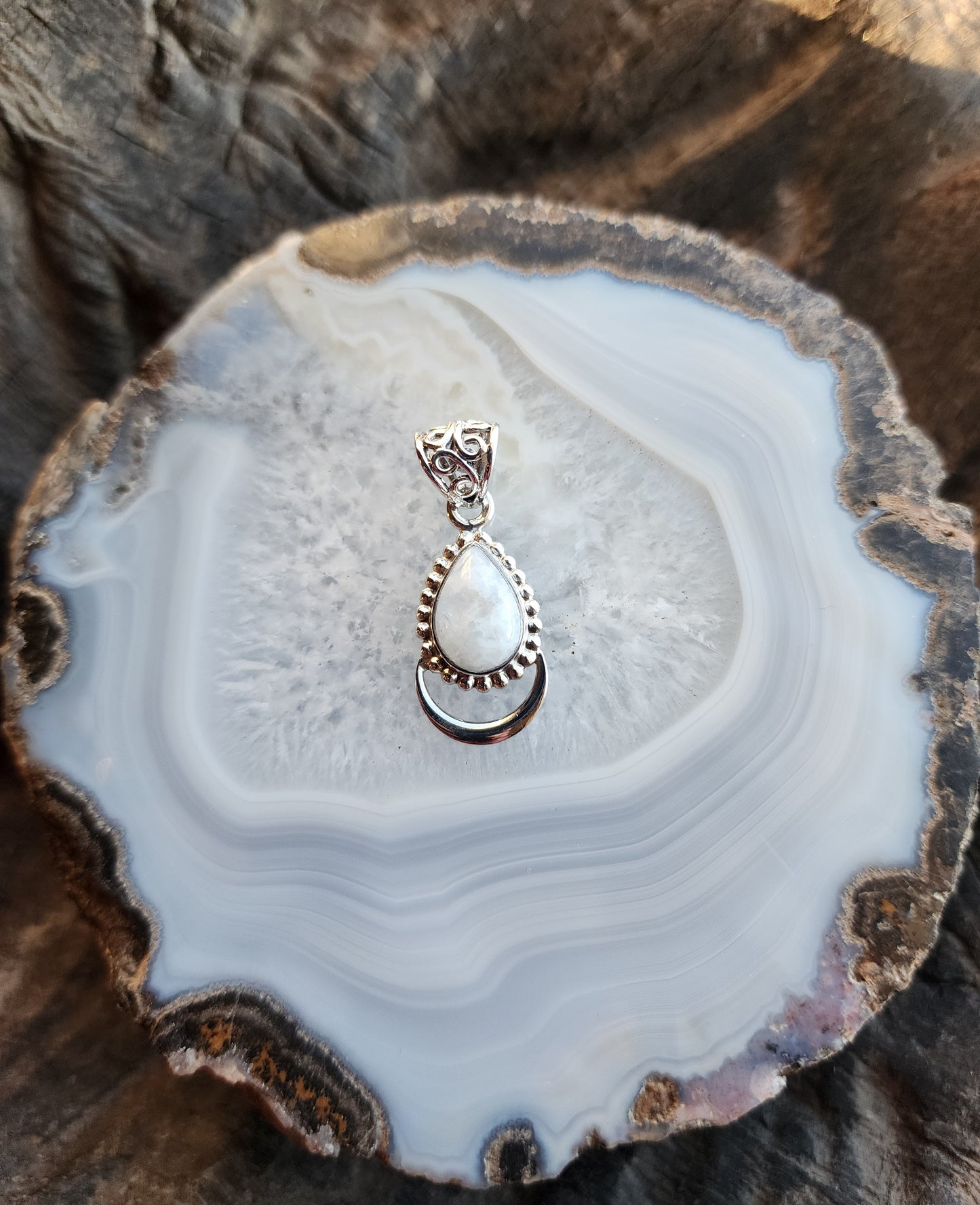 Teardrop Shaped Gemstone Pendant .925 Sterling Silver