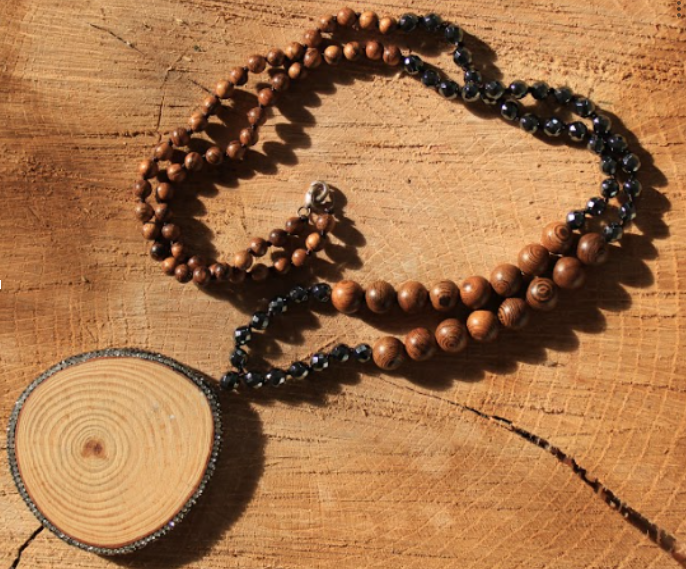Wood Beaded Boho-Style Necklace