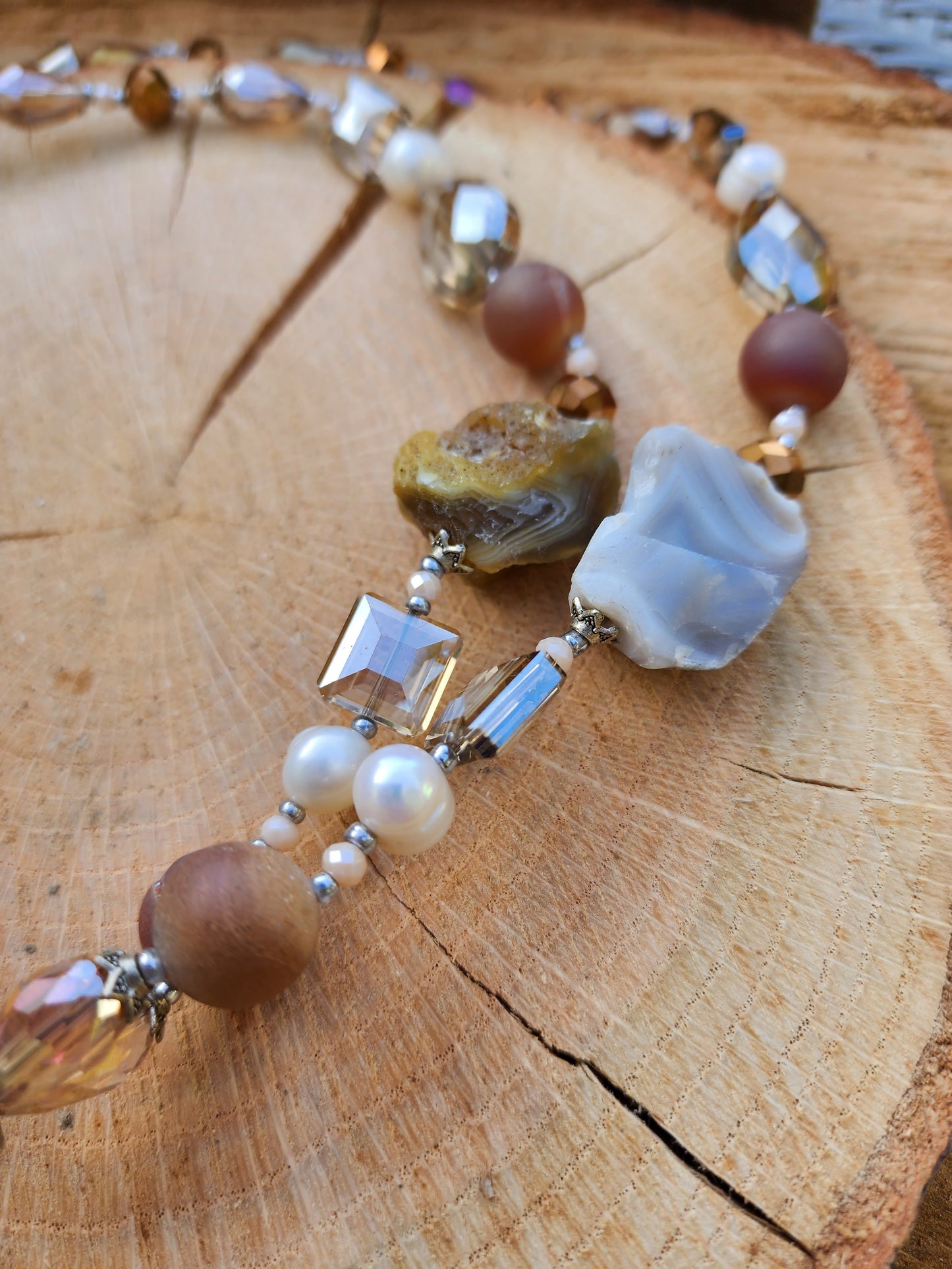 Raw Agate Gemstone Crystal Necklace