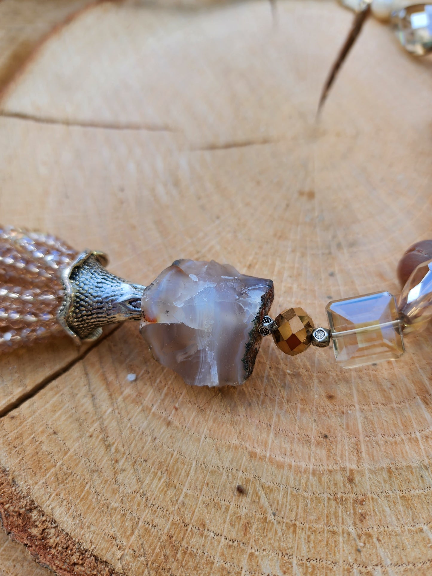 Raw Agate Gemstone Crystal Necklace