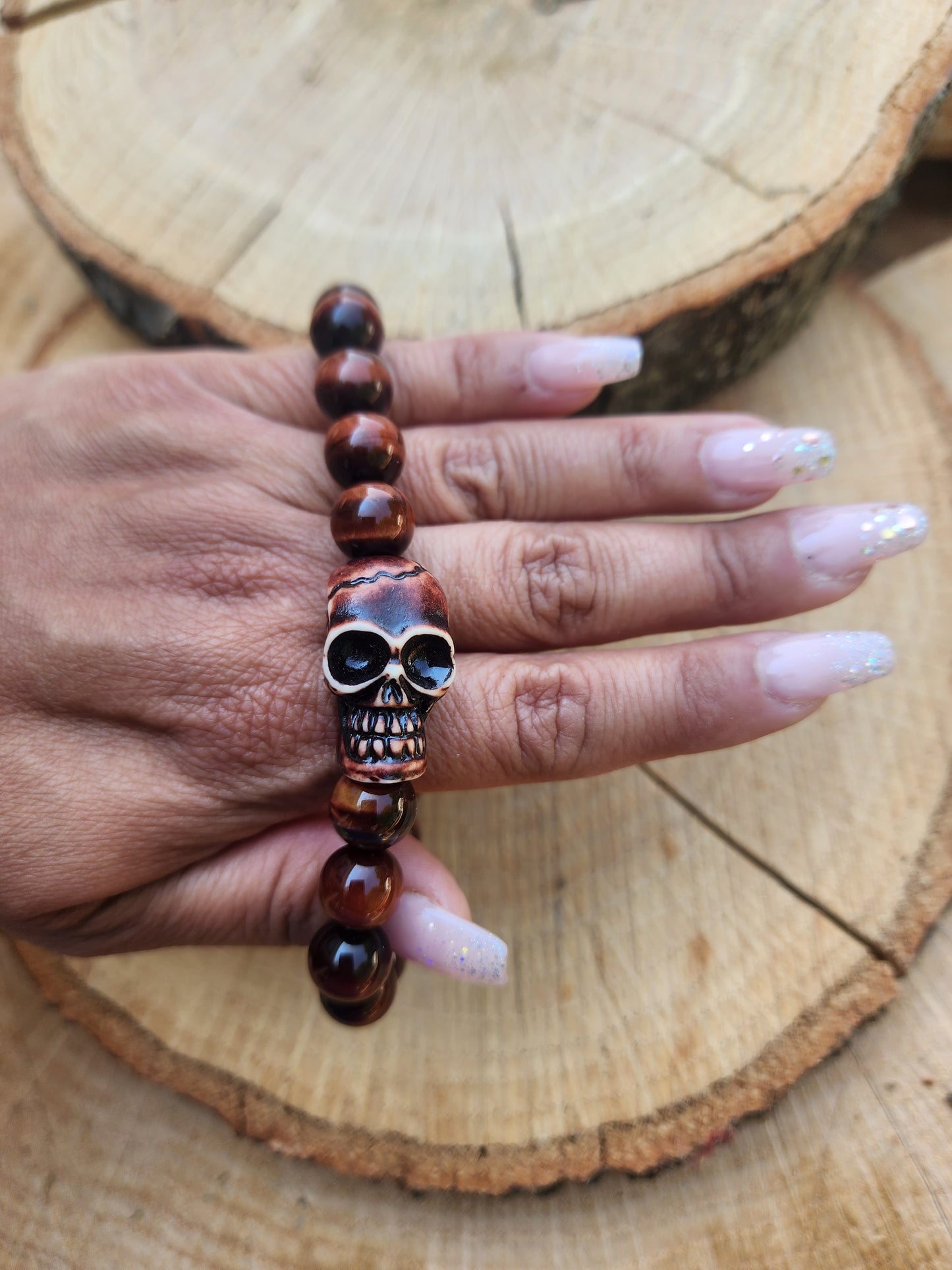 Red Tiger Eye Skull Head Bracelet RJ Designs