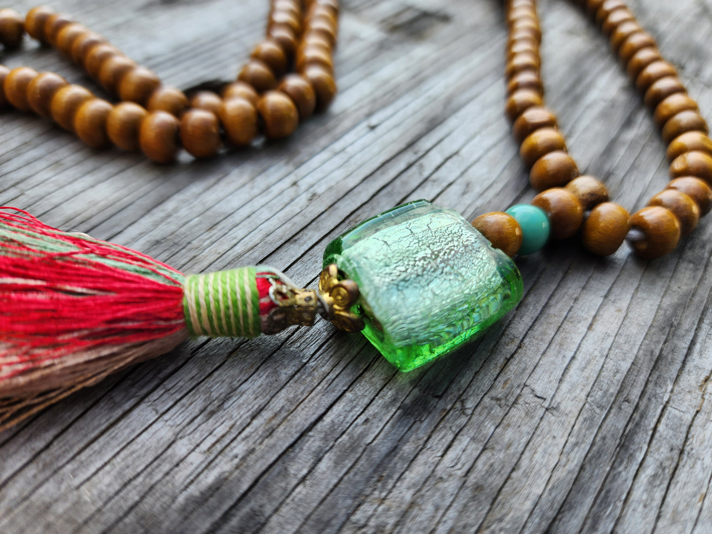 Boho Style Wood Tassel Necklace