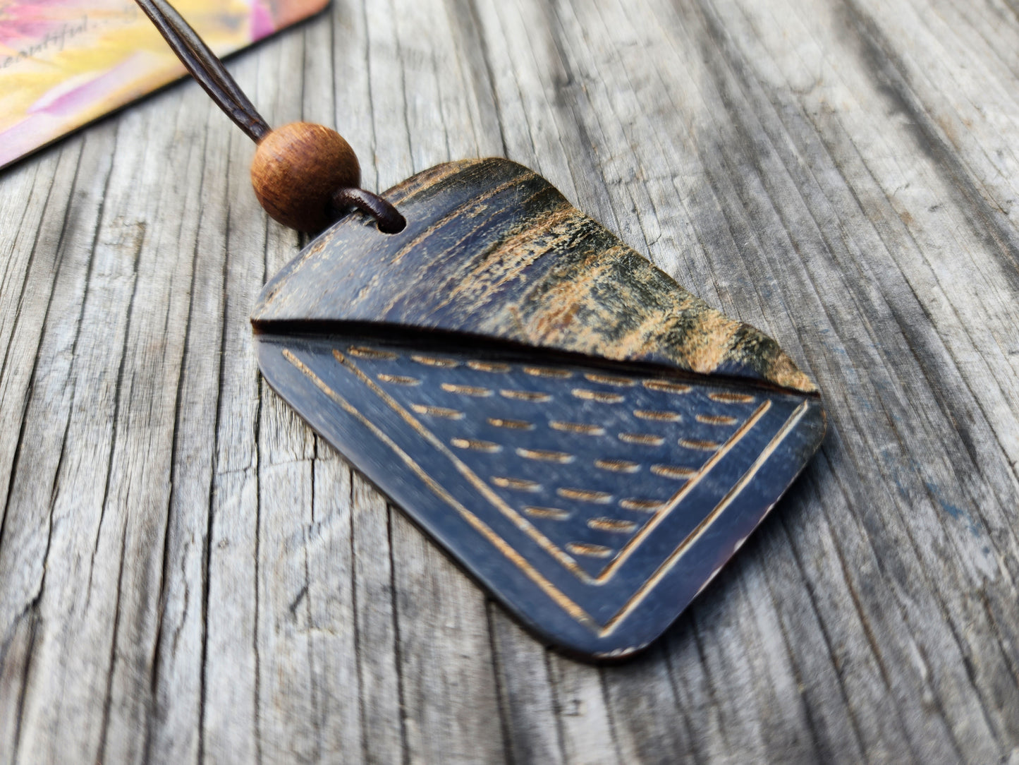 Water Buffalo Necklace on Leather Cord