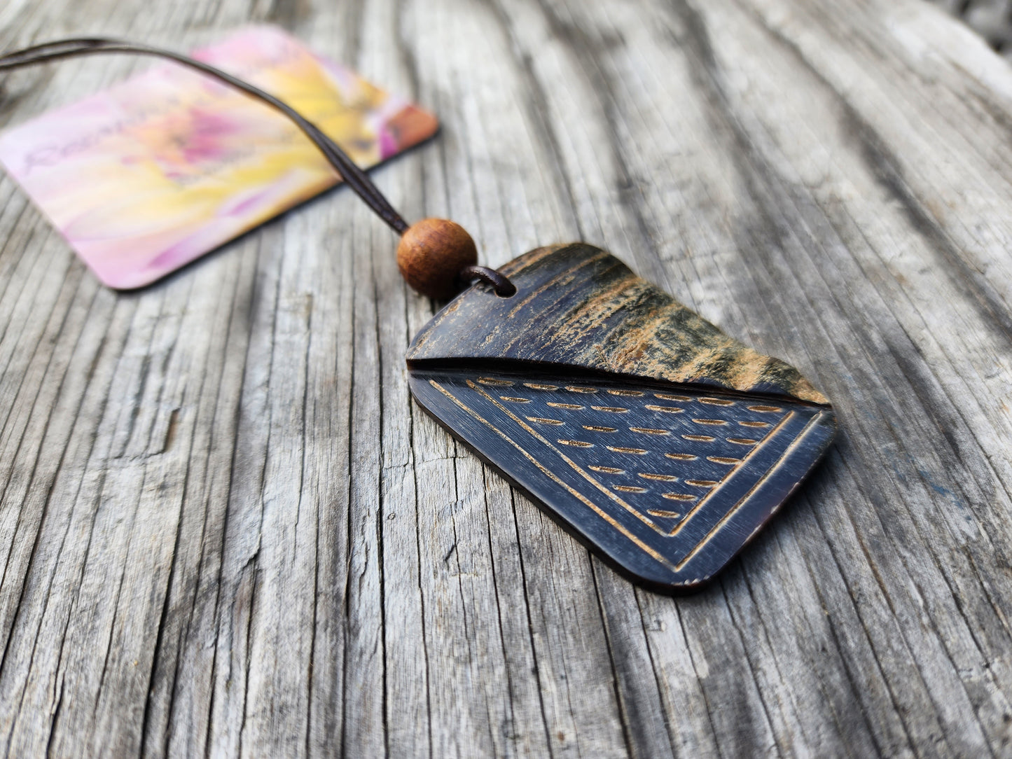 Water Buffalo Necklace on Leather Cord