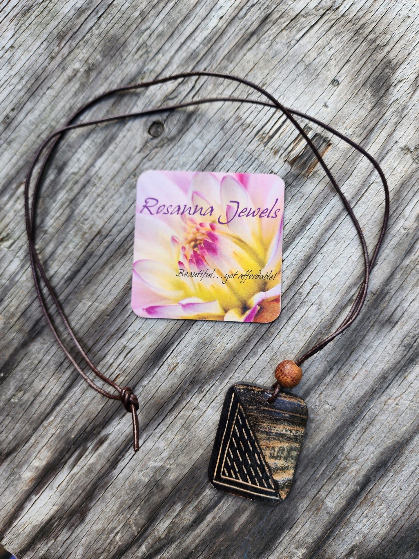 Water Buffalo Necklace on Leather Cord