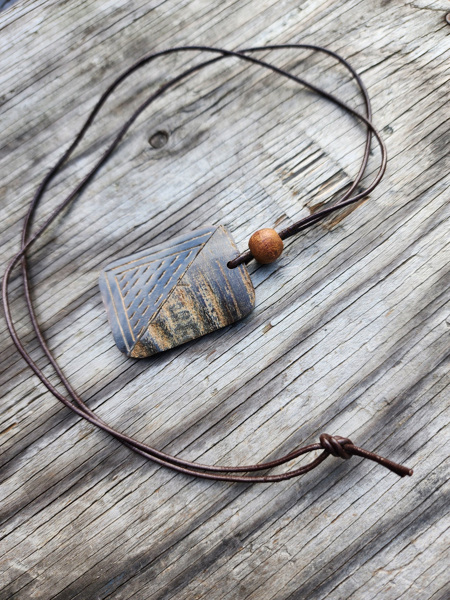 Water Buffalo Necklace on Leather Cord