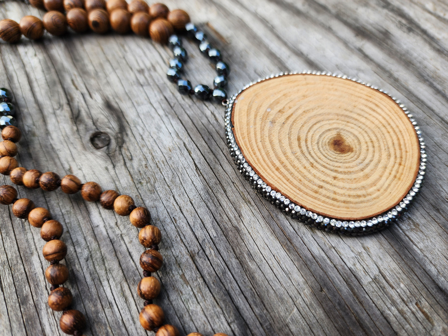 Wood Beaded Boho-Style Necklace