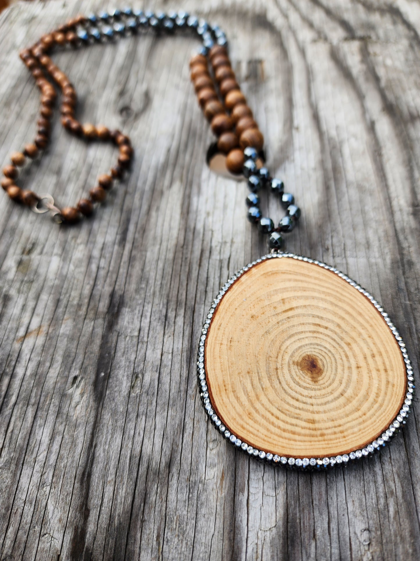 Wood Beaded Boho-Style Necklace