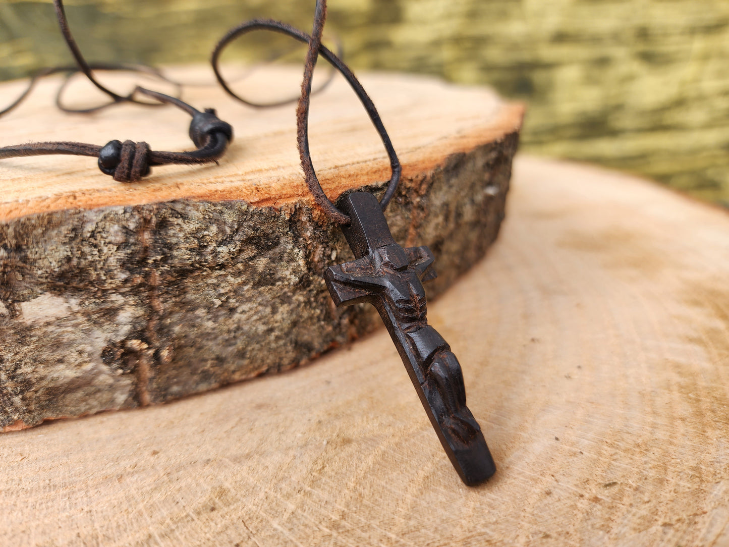 Handcrafted Wood Cross Necklace